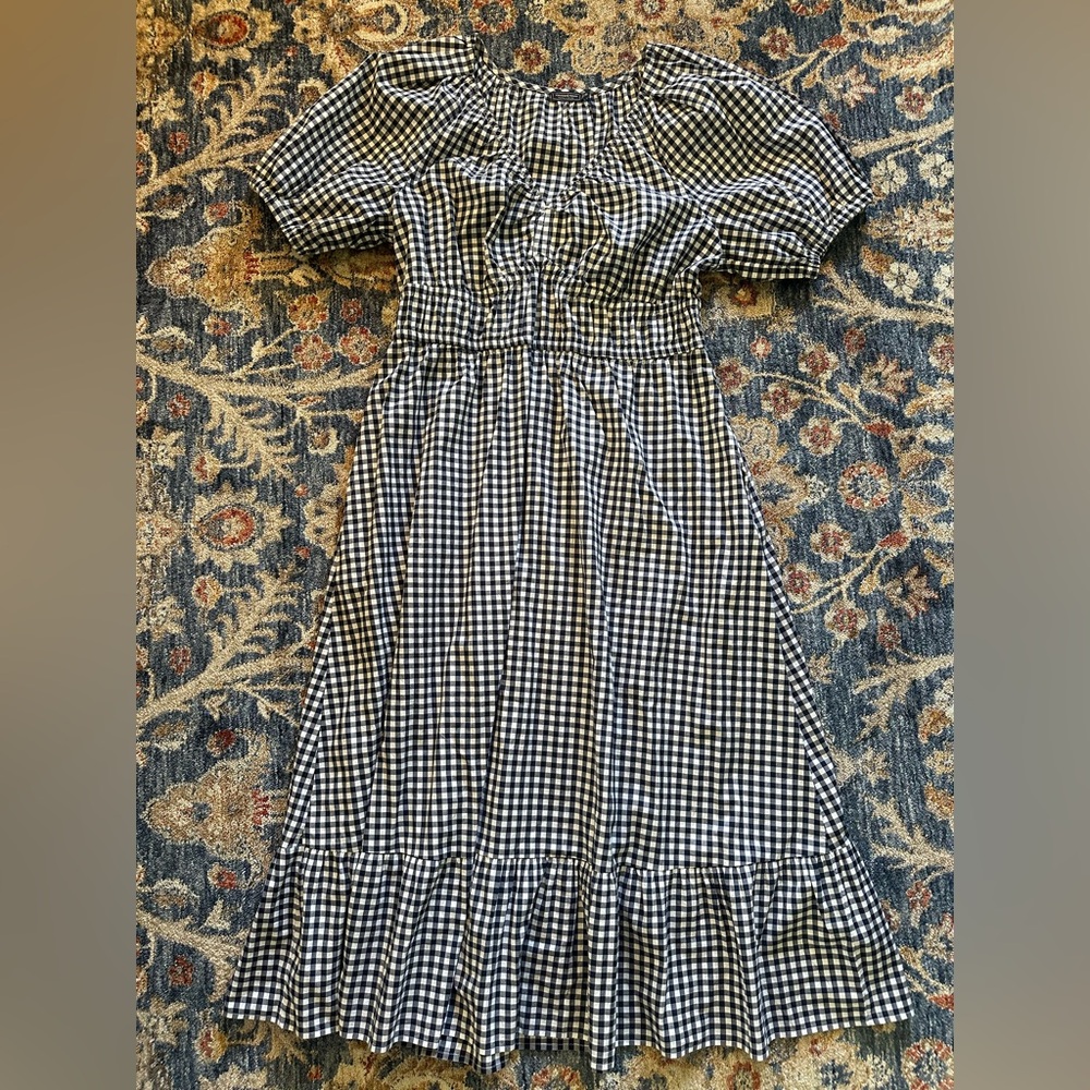 Vineyard Vines navy and white gingham maxi poplin dress size XL